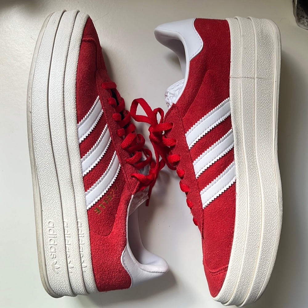 adidas Originals Red and White Platform Shoes